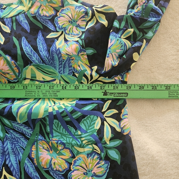 Lilly Pulitzer Witaker Silk Mock Neck Tie Back Long Sleeve Top: Multi Floral: XS - Picture 14 of 15